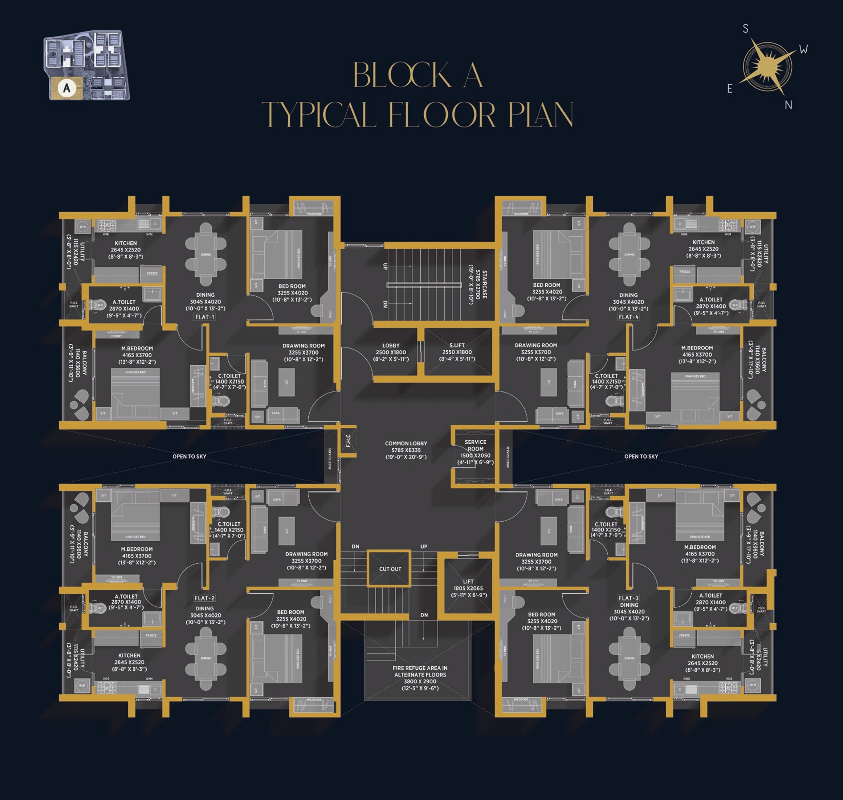 Laxmi Vaikunthapuram Typical Floor Plan Block - A