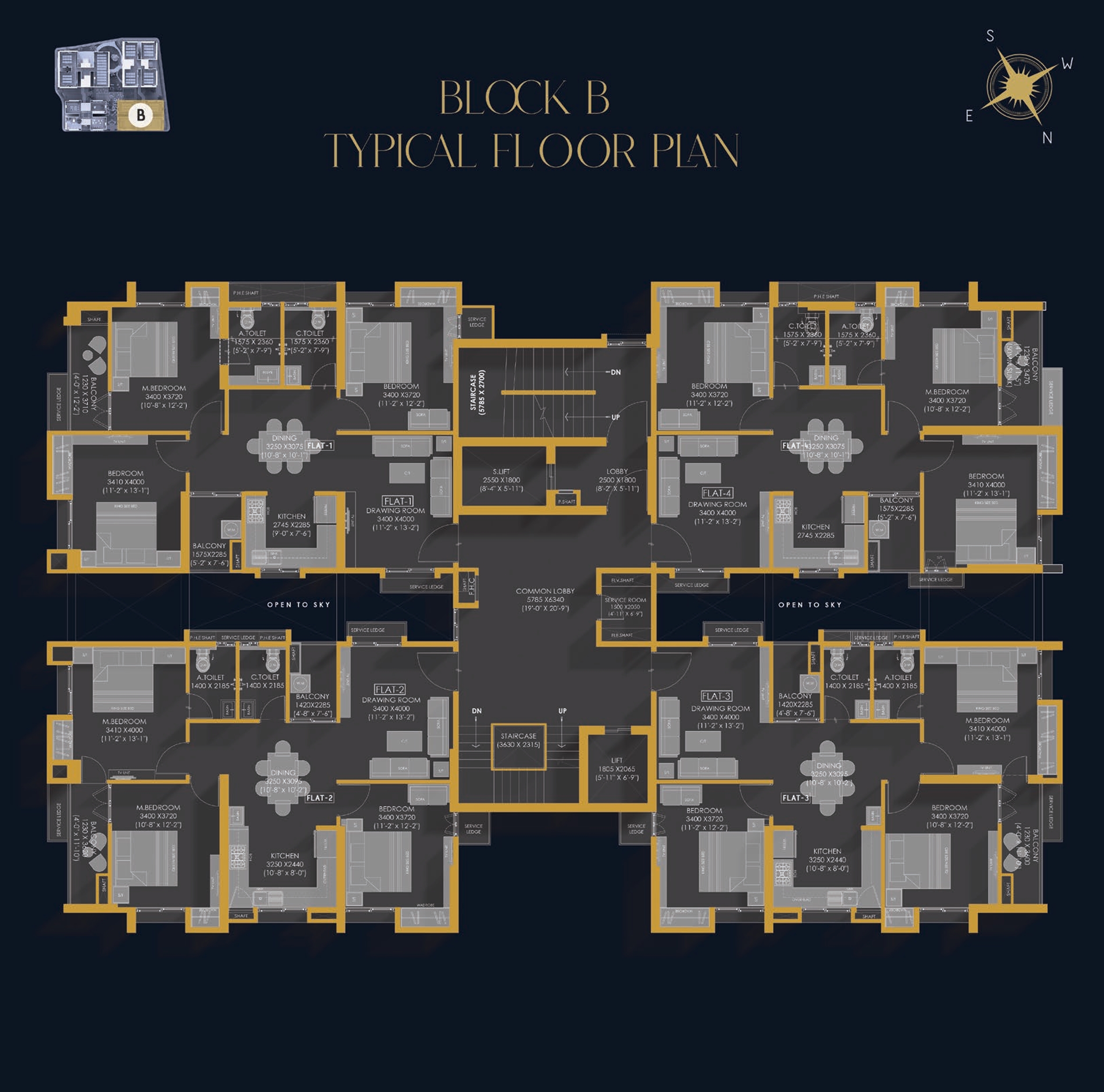 Laxmi Vaikunthapuram Typical Floor Plan Block - B